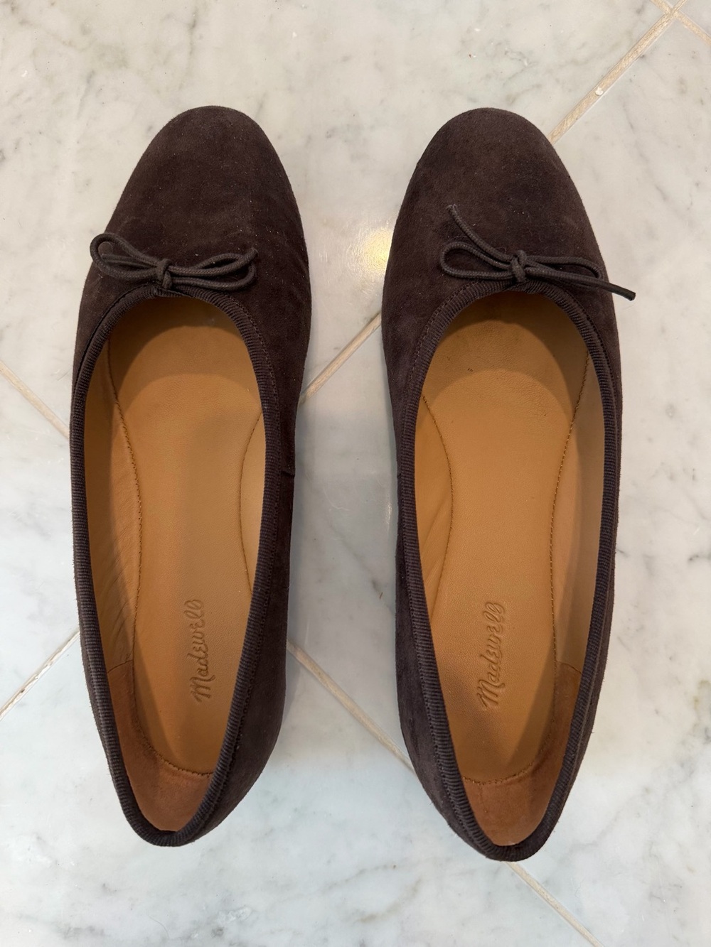 Madewell Brown Suede Bow Ballet Flats